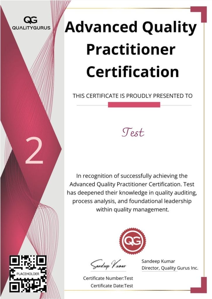 Quality Gurus Level 2 Certificate
