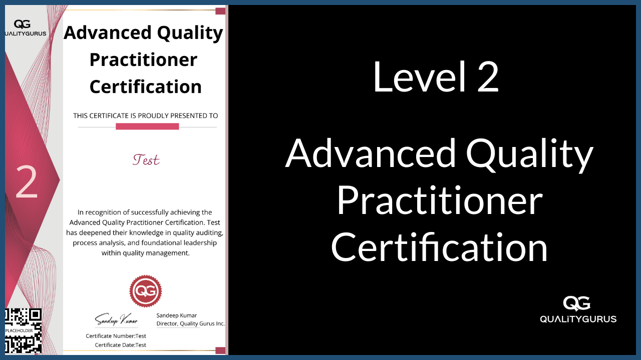 Advanced Quality Practitioner Certification – Level 2