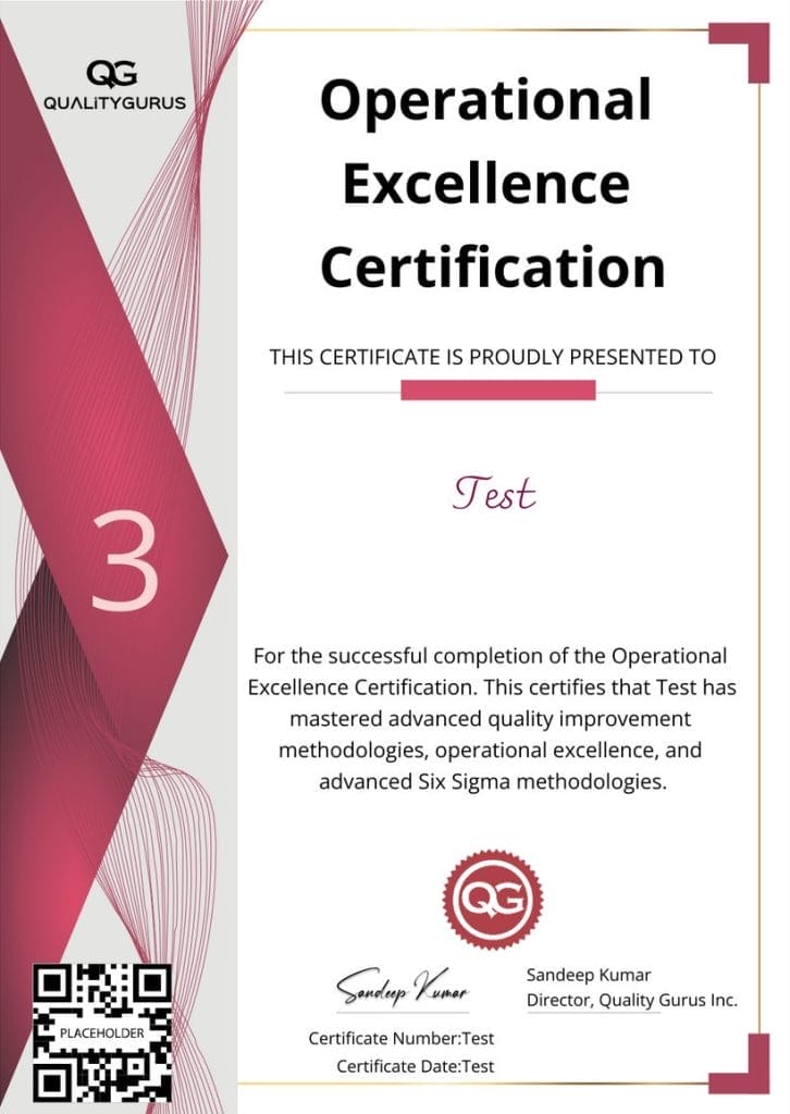 Quality Gurus Level 3 Certificate