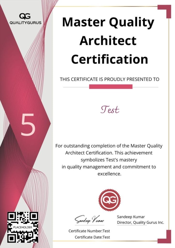 Quality Gurus Level 5 Certificate