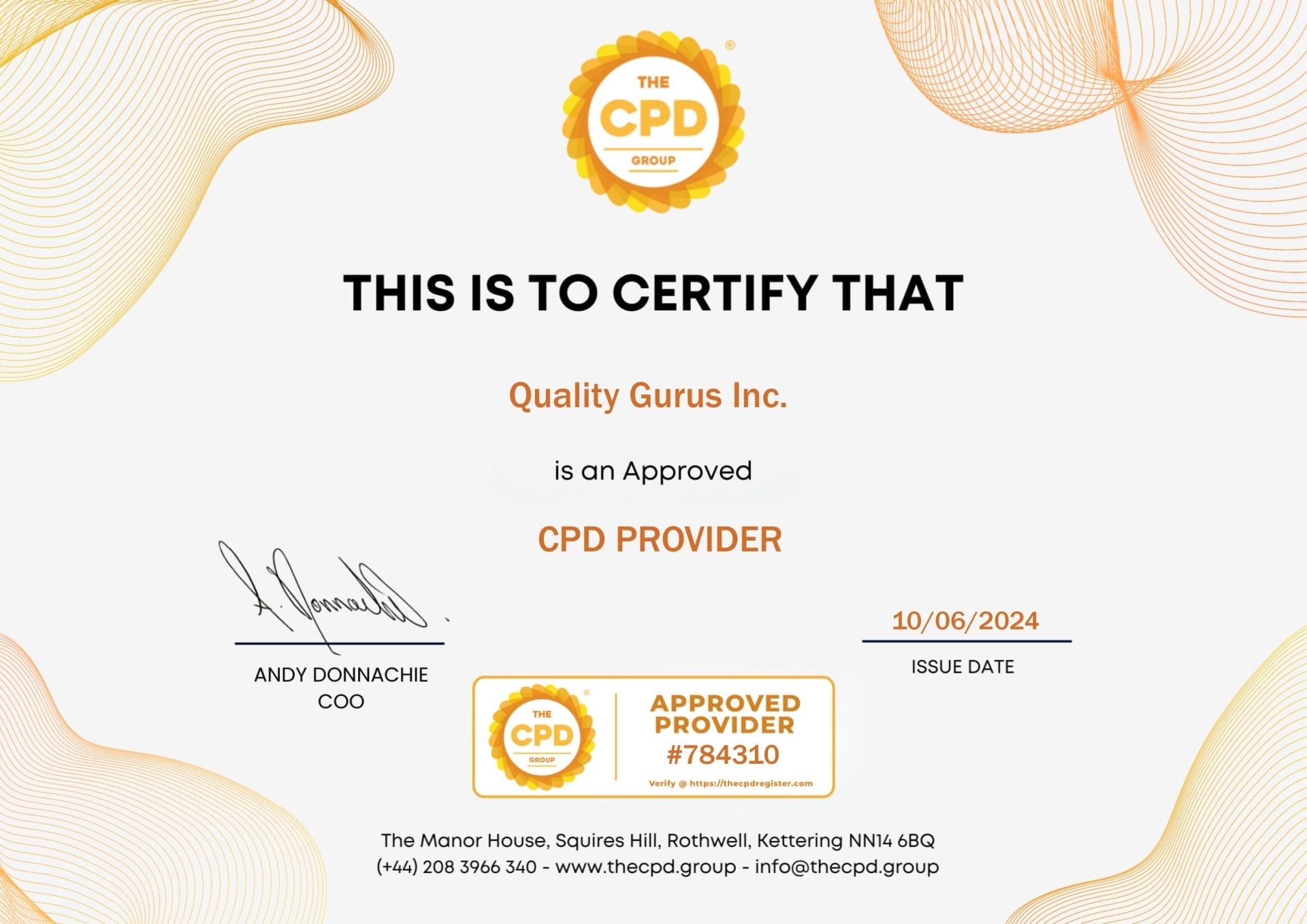 Quality Gurus Inc. is Now an Approved CPD Provider by The CPD Group, UK!