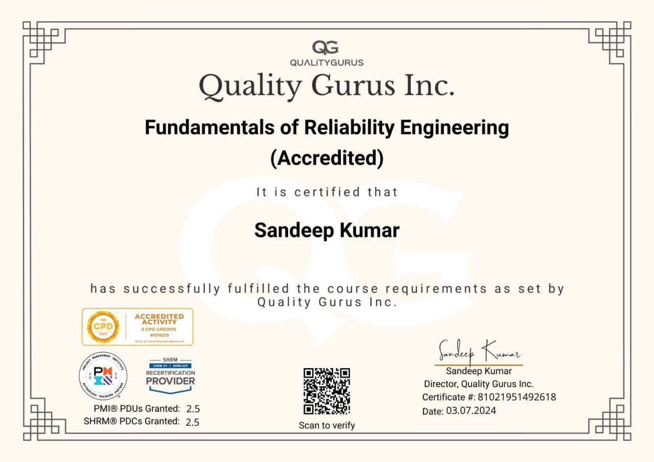 Fundamentals of Reliability Engineering (Accredited) - Online Training ...