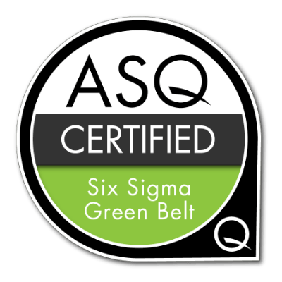 Sandeep Kumar ASQ CSSGB Six Sigma Green Belt Badge